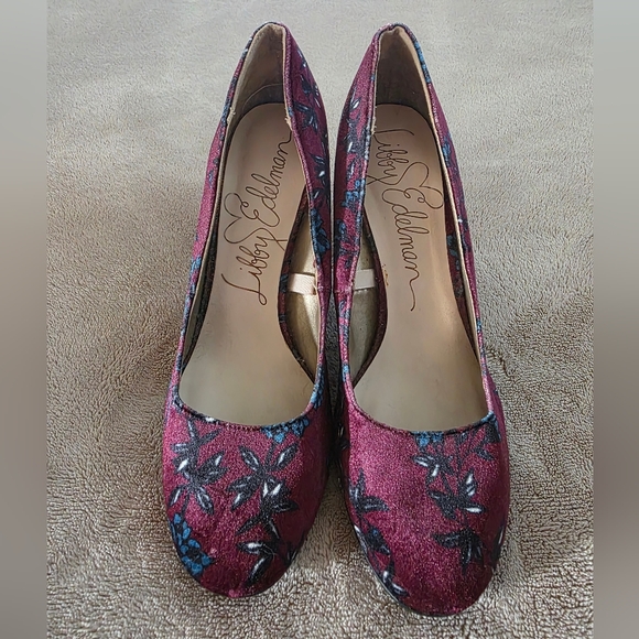 Sam Edelman Burgundy Floral Heels - Picture 2 of 4